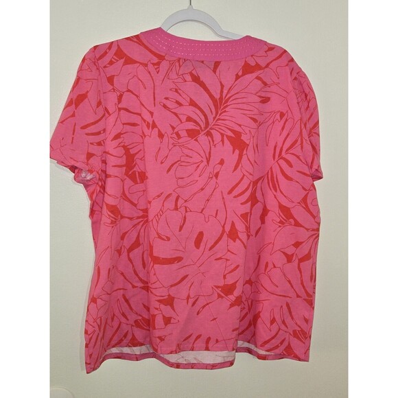 Rafaella Women's Soft 100% Cotton Jersey Short Sleeve V Neck Top Size XXL - Picture 2 of 4